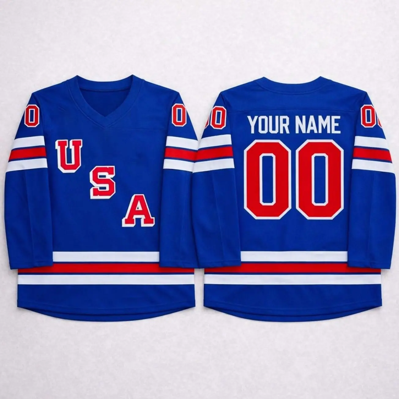 Custom USA Hockey Jersey – Personalized Country Flag Jersey with Name & Number – Toddler to Adult Sizes – Ice Hockey Fan Gear in all Colors