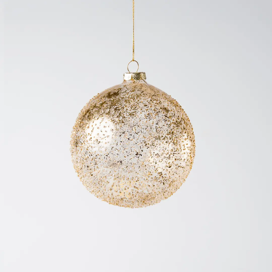 Gold Glass Clear Ball Ornament