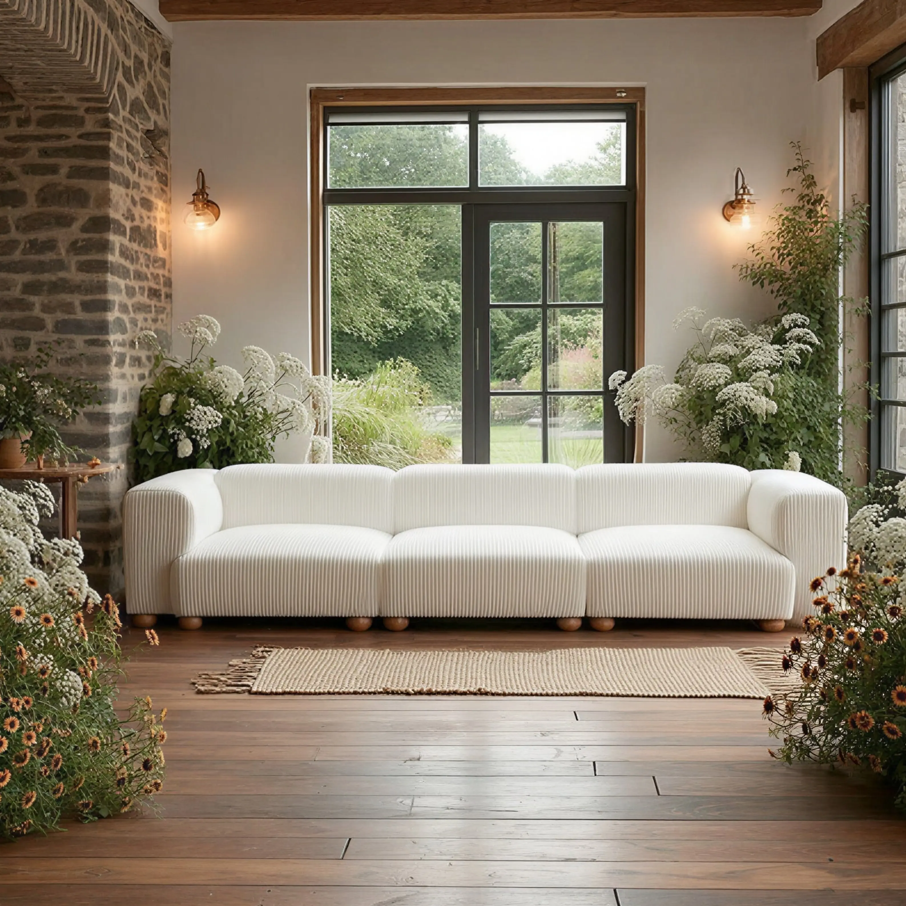 Tayte White European Farmhouse Style Sofa Couch Sectional Daybed