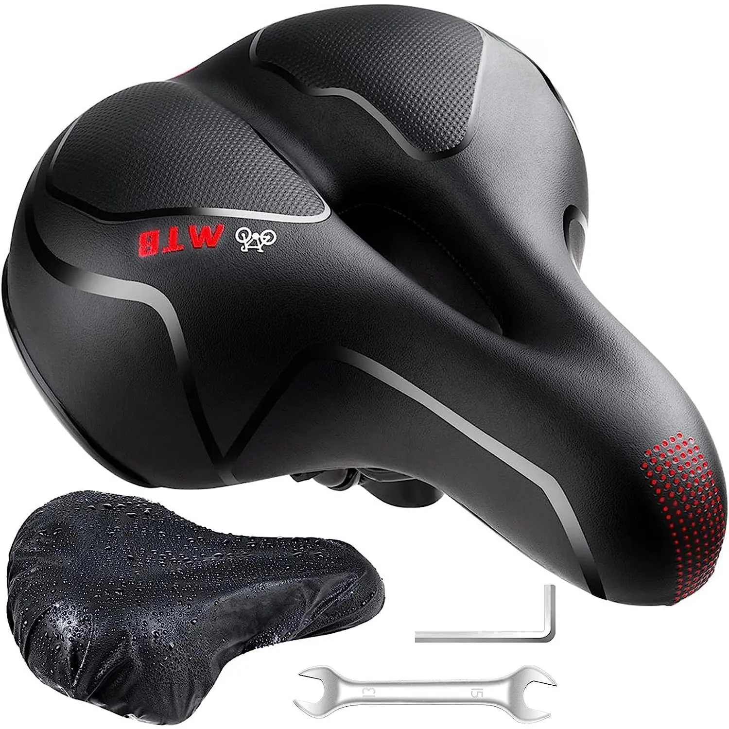Seat, Bicycle Saddle Comfortable Soft Wide Road  Gel Saddles,Breathable Mountain  Seat,Suitable for MTB Mountain ,Folding ,Road ,Spinning , Exercise Bikes