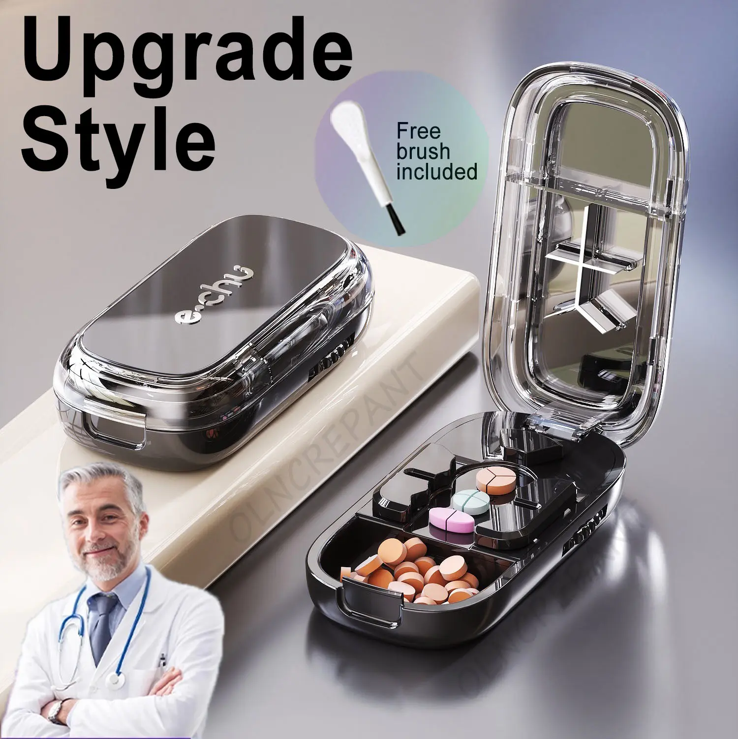 [TikTokShopDealsforYouDays] 2-in-1 Eco-Friendly Pill Cutter & Storage Organizer Box, Travel Size Organizer Cutter Pill Dispenser with Easy Switch Between Cuts, Portable Tablet Splitter for Vitamins & Daily Supplements