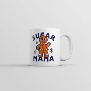Sugar Mama Gingerbread Mug Funny Sarcastic Christmas Cookie Graphic Coffee Cup - 11oz Funny Coffee Mugs Ceramic Printed Drinkware Cup