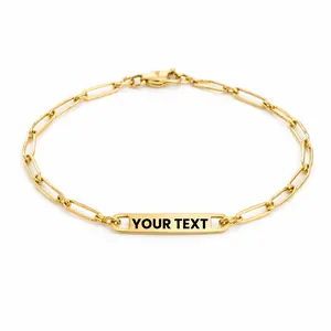 Engraved Bracelet 18k Paperclip Chain