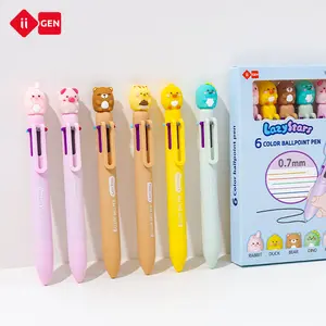 iiGEN LazyStars Animal Multicolor Pens Set of 6 QUIET Slide 0.7mm NO BREAK FAST DRY Rabbit Duck Bear Dino Piggie & Squirrel for Students Kids Gifts - Essential gifts for Valentine's Day, Easter baskets, and birthday parties