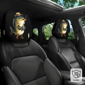 Two cartoon fish-themed universal seat headrest covers for cars. Durable and easy to clean. Suitable for cars and trucks. Decorative car accessories. An excellent gift for car enthusiasts.