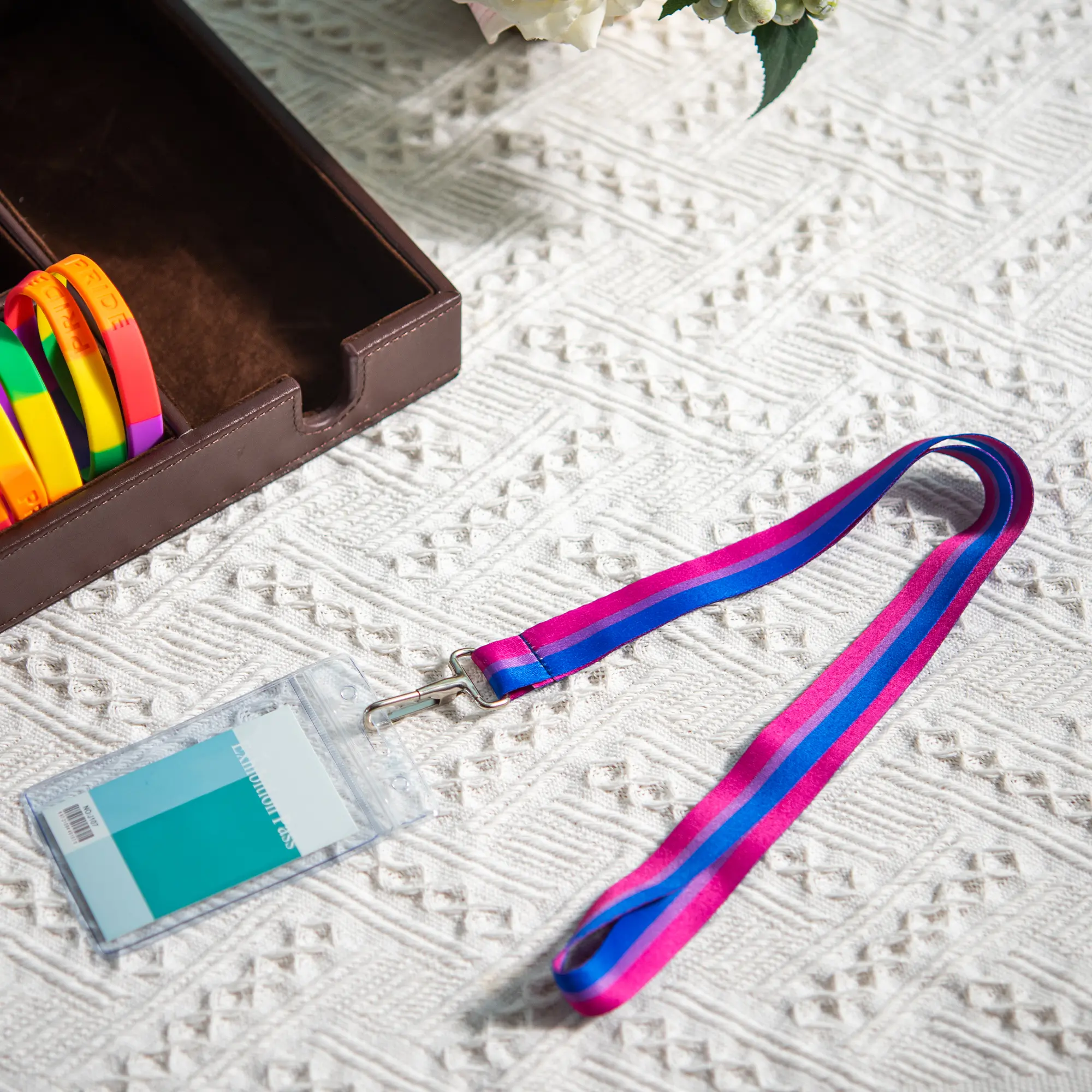 Bisexual Flag Lanyards – Durable LGBTQ+ Pride Neck Lanyards with Pink, Purple & Blue Bi Pride Stripes for Keys, ID Badges, Pride Events, Schools, Workplaces & Everyday Use