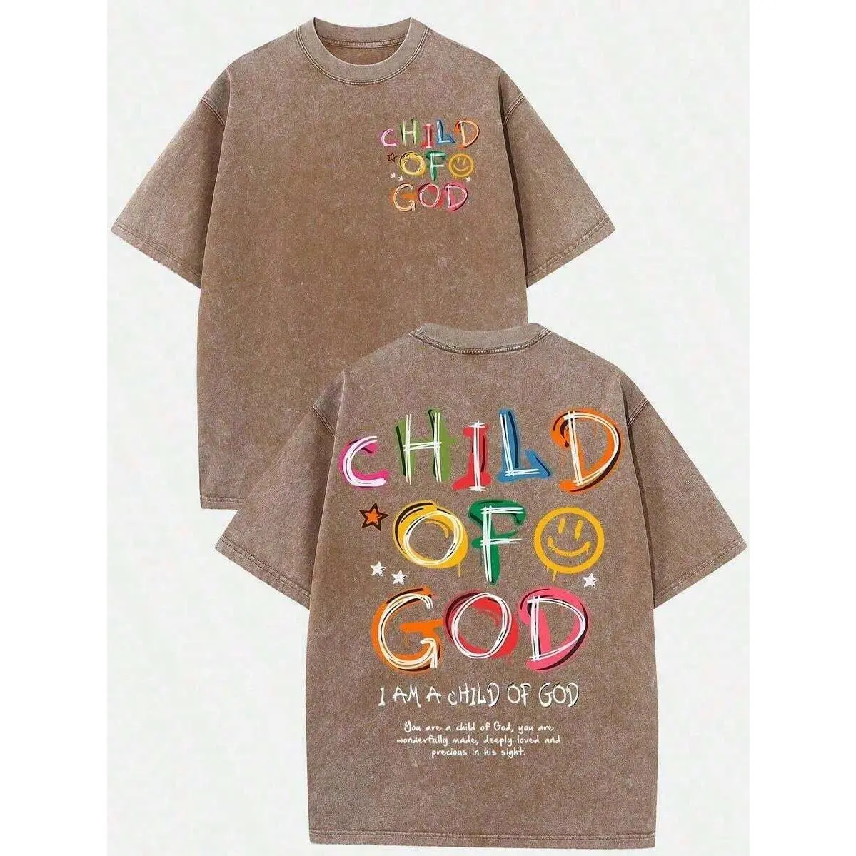 Christian Graphic T Shirt Oversized Vintage Washed Tee Child Of God Shirt Faith Based Retro Streetwear Casual Cotton Summer Tee Inspirational Religious Gift For Women Men