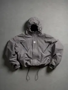 Men's Casual Plaid Raincoat, Outdoor Waterproof Lightweight Design, Perfect for Daily Wear and Travel Essentials