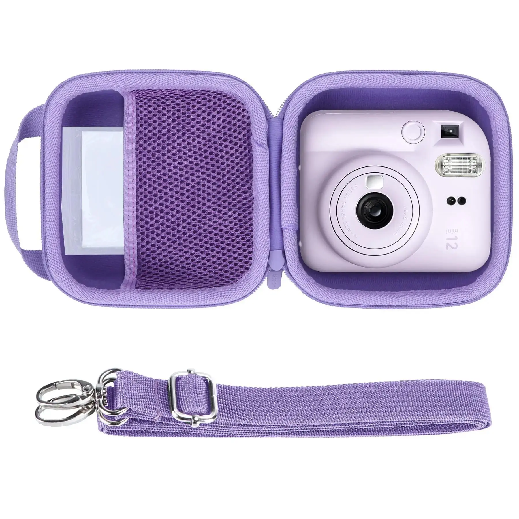 For Instant mini 12 Camera Protective Case,Compatible with Instax Mini 12 11 with Mesh Bag and Adjustable Shoulder Strap,Black