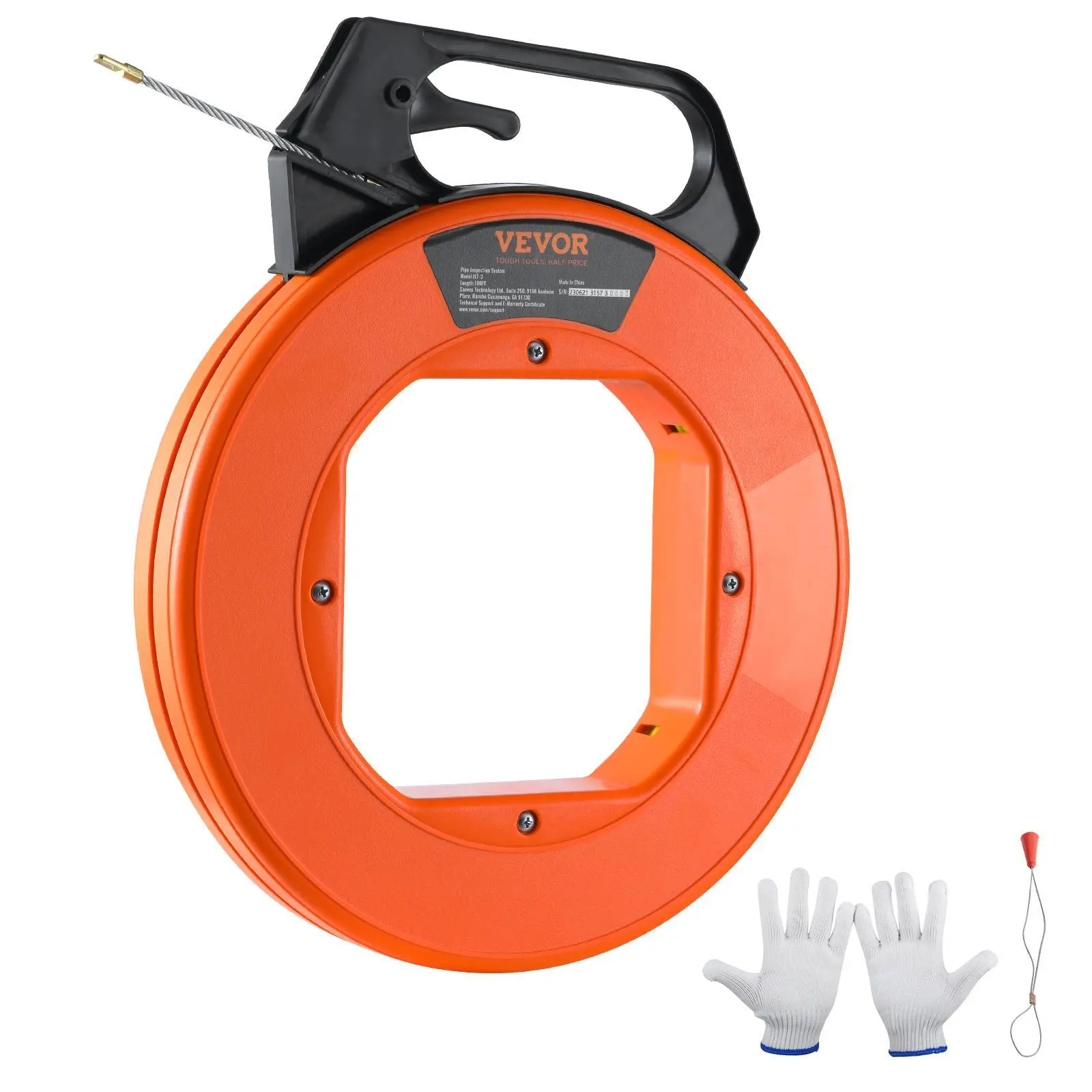 【Summerfinds】VEVOR Fish Tape, 100 ft, 3/16-inch Fiberglass Cable Guide with Enhanced Casing and Grip