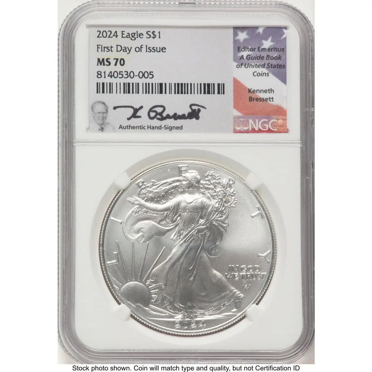Modern Bullion Coins (2024 Silver Eagle FDI Kenneth Bressett Portrait)