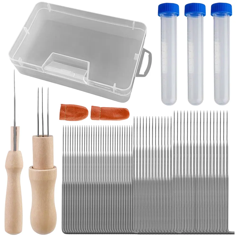74 Pcs Needle Felting Tools, Needle Felting Supplies Needles Felting Needles | Needle Felting Kit with 36/38/40 GaugeFelting Needles,Wooden Handle, Finger Cots, Perfect for DIY Felting Wool Projects - Home Improvement.
