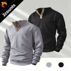Trendy men’s casual sweatshirt with a stand collar and textured design versatile and suits everyone，Effortlessly wear it for leisure, work, or dates to exude a stylish, masculine vibe.