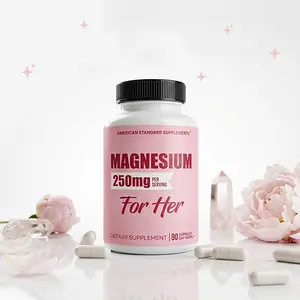 Magnesium Glycinate for Women 250mg Per One Capsule, Magnesium Glycinate Chelated for Her, 90 Capsules, 90 Days Supply