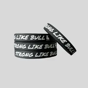 "STRONG LIKE BULL" Original Sober Living Wristband - Black, Bold Design with Unique Logo