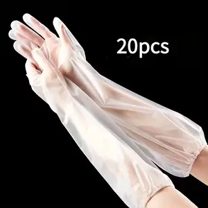 20 Piece Long Kitchen Cleaning Gloves, Anti-Slip Household Gloves, Multi-Purpose, Non-Alcoholic, Plastic Material, Dishwashing, Cleaning, Sweeping