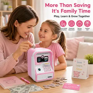 Kids Electronic Piggy Bank ATM Cash Coin Bank with Auto Bill Slot and Password Code, Fun Money Saving Toy Gift for Boys Girls Ages 3-12 Style