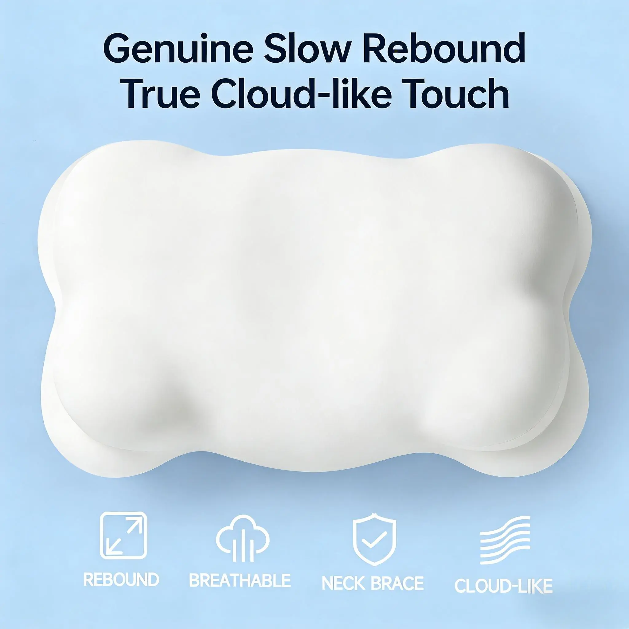 Contoured Memory Foam Cervical Neck Pillow - Free Cooling Cover, Orthopedic Ergonomic Dual-Height Memory Foam Cushion for Supportive Sleep