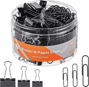 300pcs Paper and Binder Clips Assorted Sizes, Black