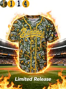 1.Retro Banana-Inspired #1#4 Embroidered Baseball Jersey, Breathable Quick-Dry Sportswear,Multi color optional sports top