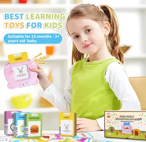 Cute Pink Electronic Flash Card Reader with 112 Double-Sided Cards, Preschool Learning Toy for Children Ages 2–6