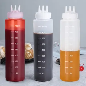 3pcs/4pcs Condiment Dispenser Bottles, 650/22oz Plastic Measuring, Condiment Containers, for Thick Sauces, Ketchup, Mustard, Syrup, BBQ, Kitchen Art, Party, Restaurant Salad Bottle
