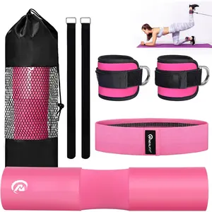 Barbell Pad Set for Squats, Lunges and  Thrusts,  &  Protective Pad, Standard Olympic Bars with 2 Gym Ankle Straps,  Resistance Band, Barbell Pad, Carry Bag