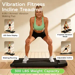 TKW Easy Storage Walking Vibration Pad P1,Vibrating Plate, Remote Control Lightweight Under Desk Treadmills For Home & Office,Servo Motor Technology, 4 in 1 Portable Walking Pad Treadmill,Adjustable Incline, 300lbsWeight Capacity