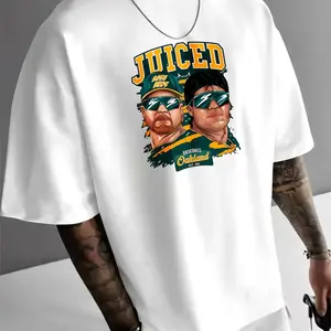 Retro 90s Bash Bros Juiced Oakland Baseball Team T-Shirt – Unisex Tee in Vintage Comic Style, Featuring the Bash Bros and Oakland Team Designs – 90s-Style Apparel for Men and Women