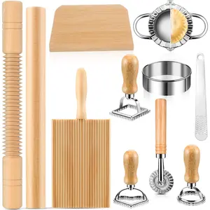 11 Pcs Pasta Making Tools Kit  Includes Gnocchi Board with Ravioli Stamp Cutter, Threaded Rolling Pin, Dumpling and Pasta Maker  Gift for Homemade kitchen Baking Lovers