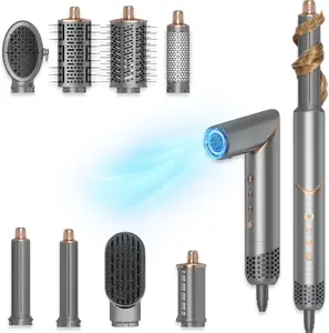 8 in 1 Negative Ionic Foldable Wrap Air Hair Styler Set, 1400 watts, 110000 RPM High-Speed Hot Hair Dryer Brush Set for Curling, Fast Dry, Straightening - Versatile Hair Styling Tool with Multiple Attachments