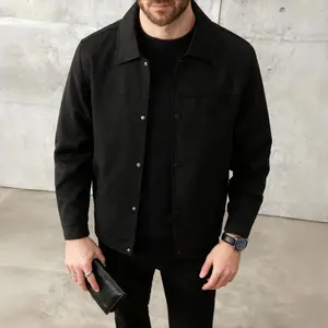 Men's lightweight jacket for spring and autumn, a simple and versatile lapel casual coat with snap closure, machine washable. Suitable for daily casual wear and formal workplace occasions, comfortable and stylish, ideal for various casual scenarios.