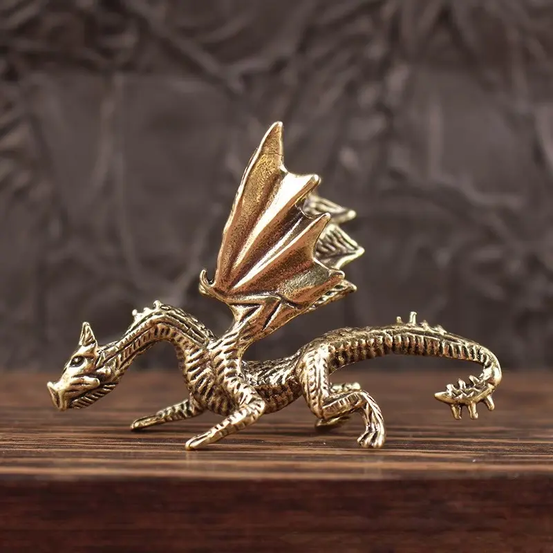 1pc Brass Simulation Flying Dragon Statue Ornament Figurine, Decorative Sculptures, Decorative Statues, Home Decor, Ideal for Room Desktops, Tea Table Decorations, Office & Study Decoration, Perfect Gift