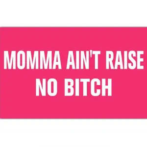 Momma Ain't Raise No Bitch Flag Pink Tapestry Funny Flags for Room Teen Girls Bedroom College Dorm Meme Flags Man Cave Wall Art Decorations Banner Gifts Cotton Decorative