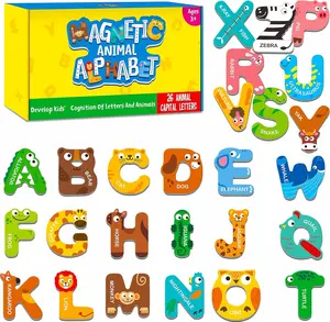 Large Size Magnetic Animal Alphabet Letters Set - Colorful Uppercase Fridge Magnets, Educational Spelling Learning Games & Learning Materials for Kids Toddlers 3-5 Years Old