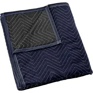 Professional Quilted Pro Economy Moving & Packing Blanket - 80" x 72" (35 lb/dz Weight) - Shipping Furniture Pad Navy Blue and Black - 1 Blanket