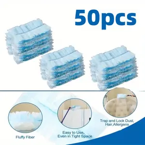 50pcs Electrostatic Disposable Dust Collector Refills, with 1 Handle, for Easy Dust Removal - Replacement Cloths for Electronics, Furniture, Blinds, and Ceiling Fans - Cleaning Supplies and Accessories