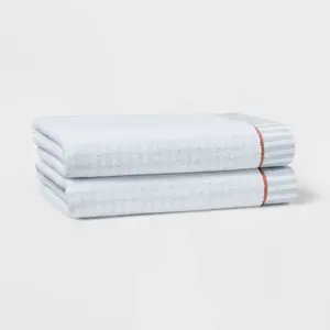 2pc Traditional Gingham Plaid Bath Towel Blue- Threshold