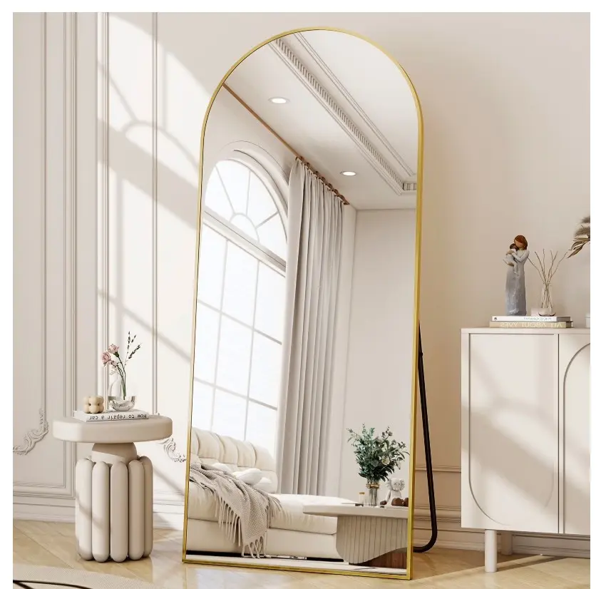 26"x71" Arched Full Length Mirror Free Standing Full Body Floor Mirror, Gold