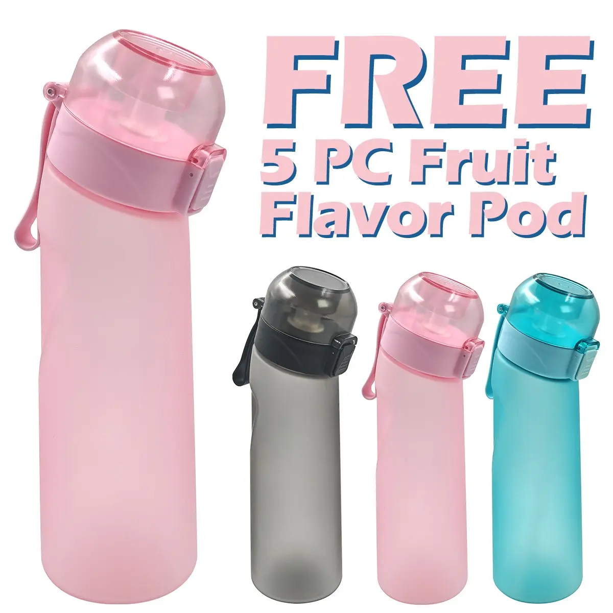 1 PC 650ML Sports Traveler Lightweight Water Bottle, Leakproof Water Bottle with 5pc Flavored Pods, 0 Sugar & 0 Calorie, Portable, Great for Fitness, Running, Outdoor Use, Refillable Bottle, Drinkware