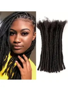 Dreadlock Extensions Human Hair 10-100 Strands 100% Full Handmade Permanent Loc Extension Human Hair for Women/Men/Kids Can Be Dyed Bleached Curled Twisted Boho Butterfly Locs