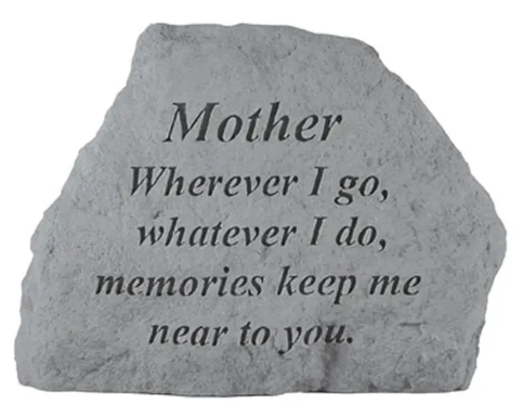 Kay Berry Inc. Decorative Cast Stone Memorial Plaque Sign - "Mother Wherever I Go-Whatever I Do" Design, 6.5x4.75in Weatherproof Tribute for Outdoor Display Home Decor