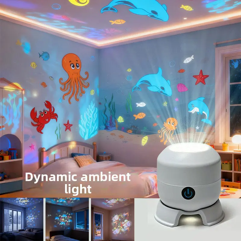 LED Projection Desk Lamp Snowman Christmas Pattern, Dynamic Rotating Holiday Decoration Light, Bedroom Room Atmosphere Laser Projector Gift