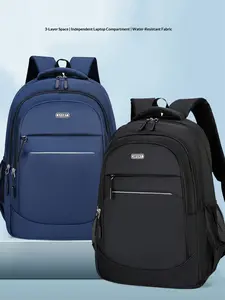 Lightweight Fashion Backpack, Waterproof Dual-Shoulder Bag, Plain Design with Night Reflective Strip, Multifunctional for Business Travel Men