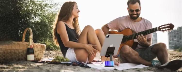 Wireless Induction Audio Bluetooth Speaker 5in1 Cellphone Holder USB Emergency Rechargeable (5000mAh) Portable Power Mobile Tablet Stand with Colorful Ambient Light Gifts for Friend, Family Wireless Induction Audio Bluetooth Speaker 5in1 Cellphone Holder USB Emergency Rechargeable (5000mAh) Portable Power Mobile Tablet Stand with Colorful Ambient Light Gifts for Friend, Family