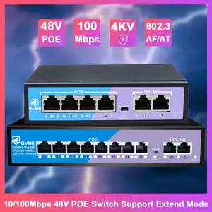 Kuwifi Poe Switch 4/8 Ports, 10/100 Mbps Ethernet Port, Fast Rj45 Network Switch Extends Up to 250m, Ideal for Ip Cameras/ap Routers/CCTV