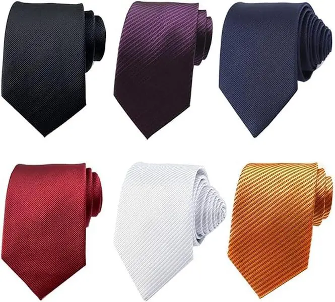 6Pcs Men's Square Neckties, Classic Silk Woven Jacquard High-Quality Neckties, Ideal Office/Gift Accessory for Husbands & Fathers, Square Tie