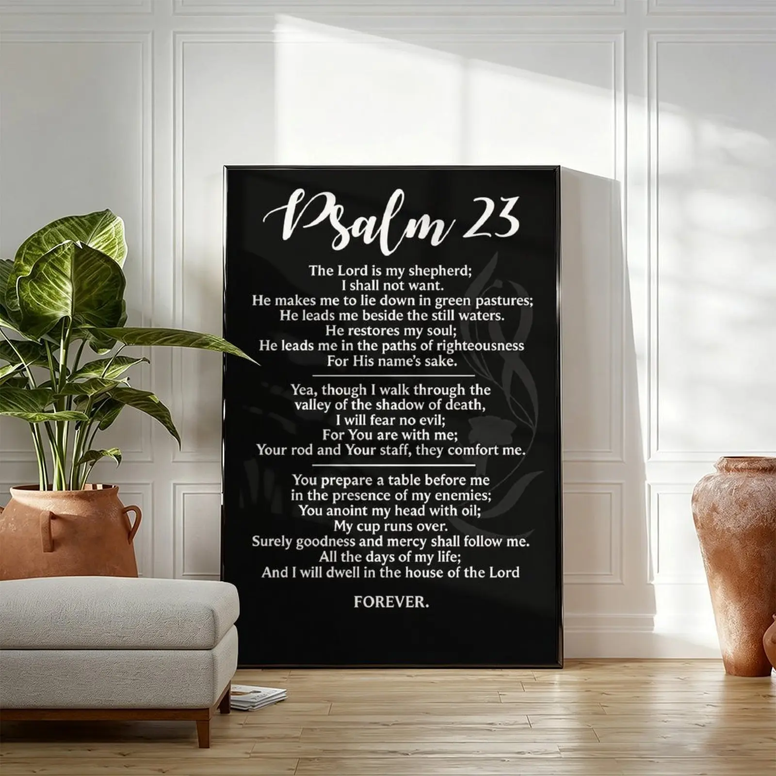 Psalm 23 Bible Verse Canvas Wall Art, Christian Scripture Decor, The Lord Is My Shepherd Religious Artwork, Inspirational Faith Wall Decor for Living  Bedroom Prayer  Church Home Decoration