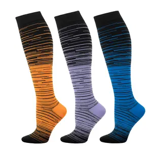 3 Pack Trendy Compression Socks for Women Men, Swelling Relief Knee High Socks for Long Flight, Standing Work, Pregnancy, Compression Socks，summer outdoor leisure