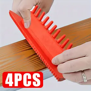 Set of 4 Rubber Wood Brushes for Textured Wall Painting Faux Embossing Artistic Decoration High Quality Durable Wall Painting Tools DIY Home Art Craft Accessories
